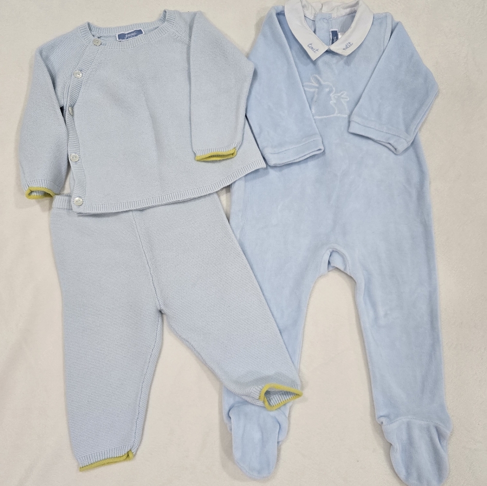 Jacadi Soft Blue Baby Cardigan